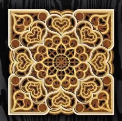 Laser Cut Multi-Layered Hearts on Fire Mandala