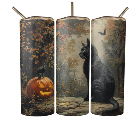 Halloween Black Cat Sublimation Tumbler