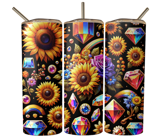 Sunflowers and Gems Sublimation Tumbler