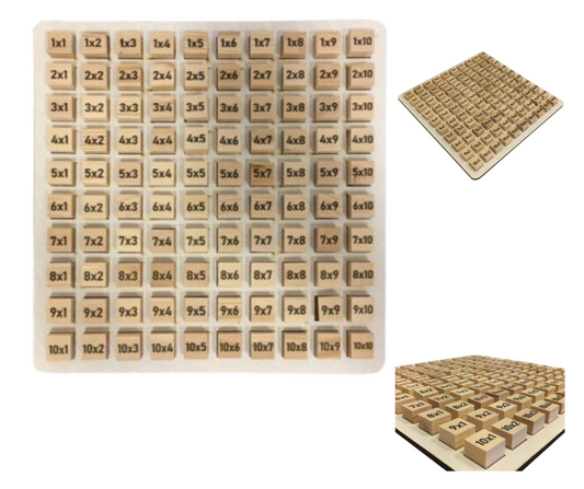 Laser Cut Wood Multiplication Tables Board Game + Learning Tool