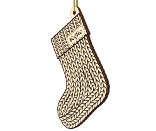 Laser Cut Wood Ornament Knitted Sock