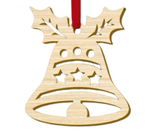 Laser Cut Wood Ornament Holiday Bell