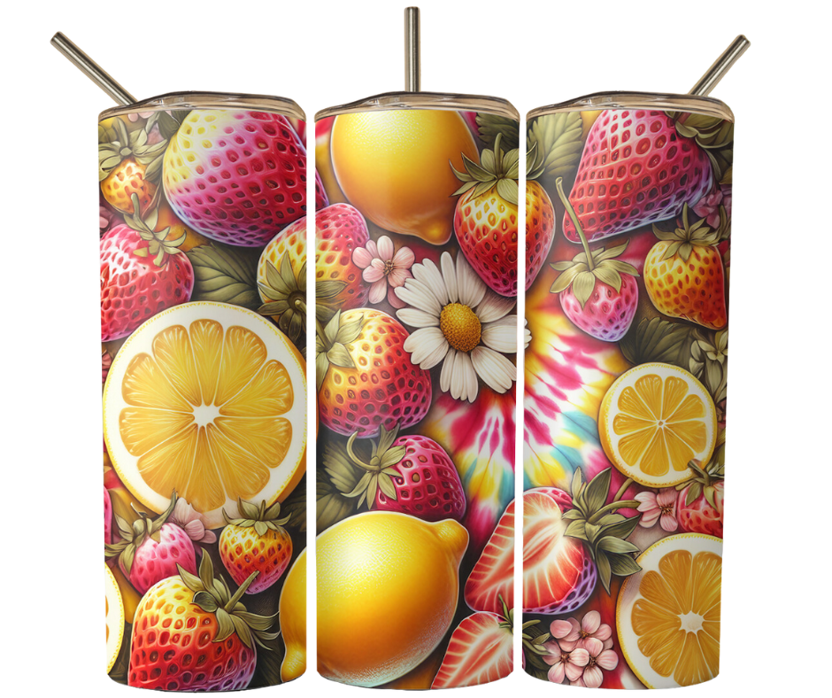 Strawberry Lemon Summer Sublimation Tumbler