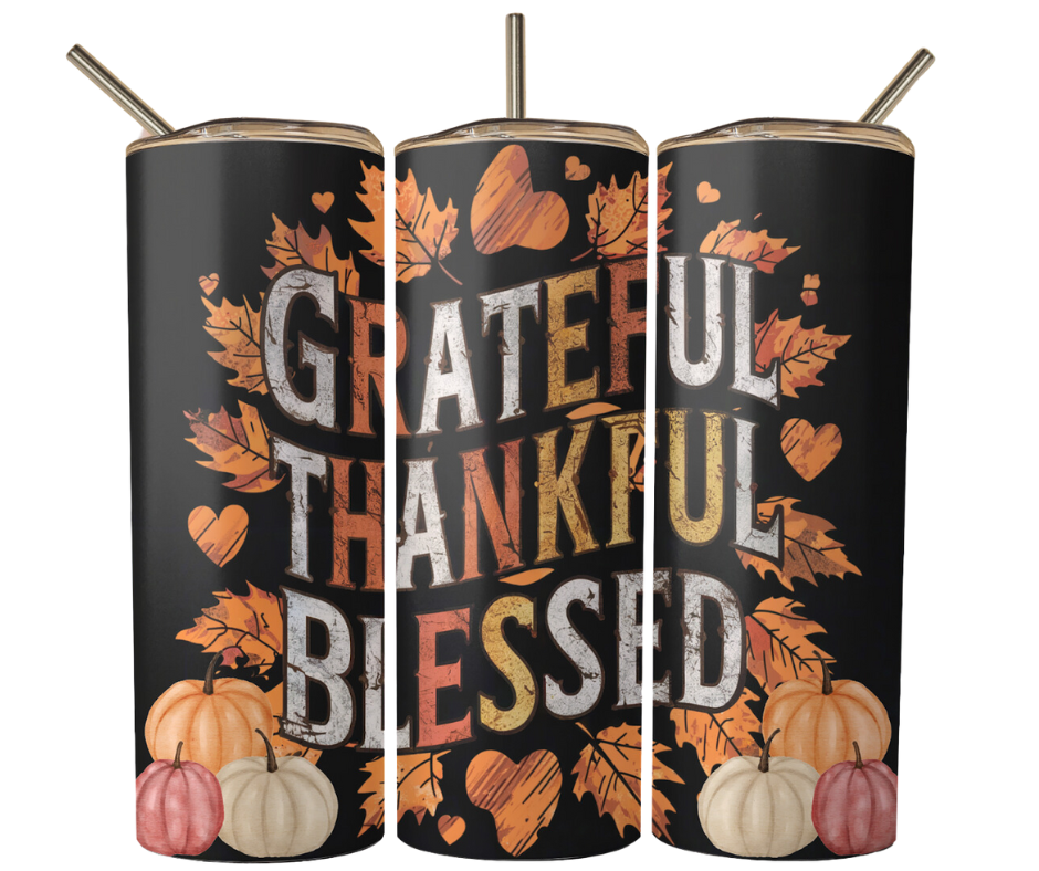 Grateful and Thankful Sublimation Tumbler