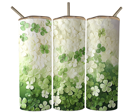 Tiny Green Ombre Flowers Sublimation Tumbler