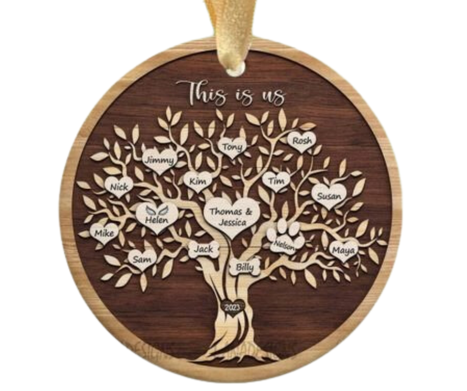 Wood Ornament Family Tree