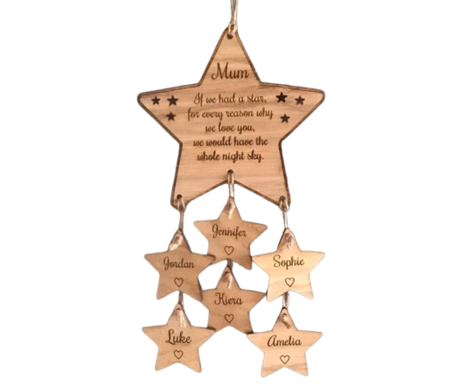 Wood Ornament Hanging Stars