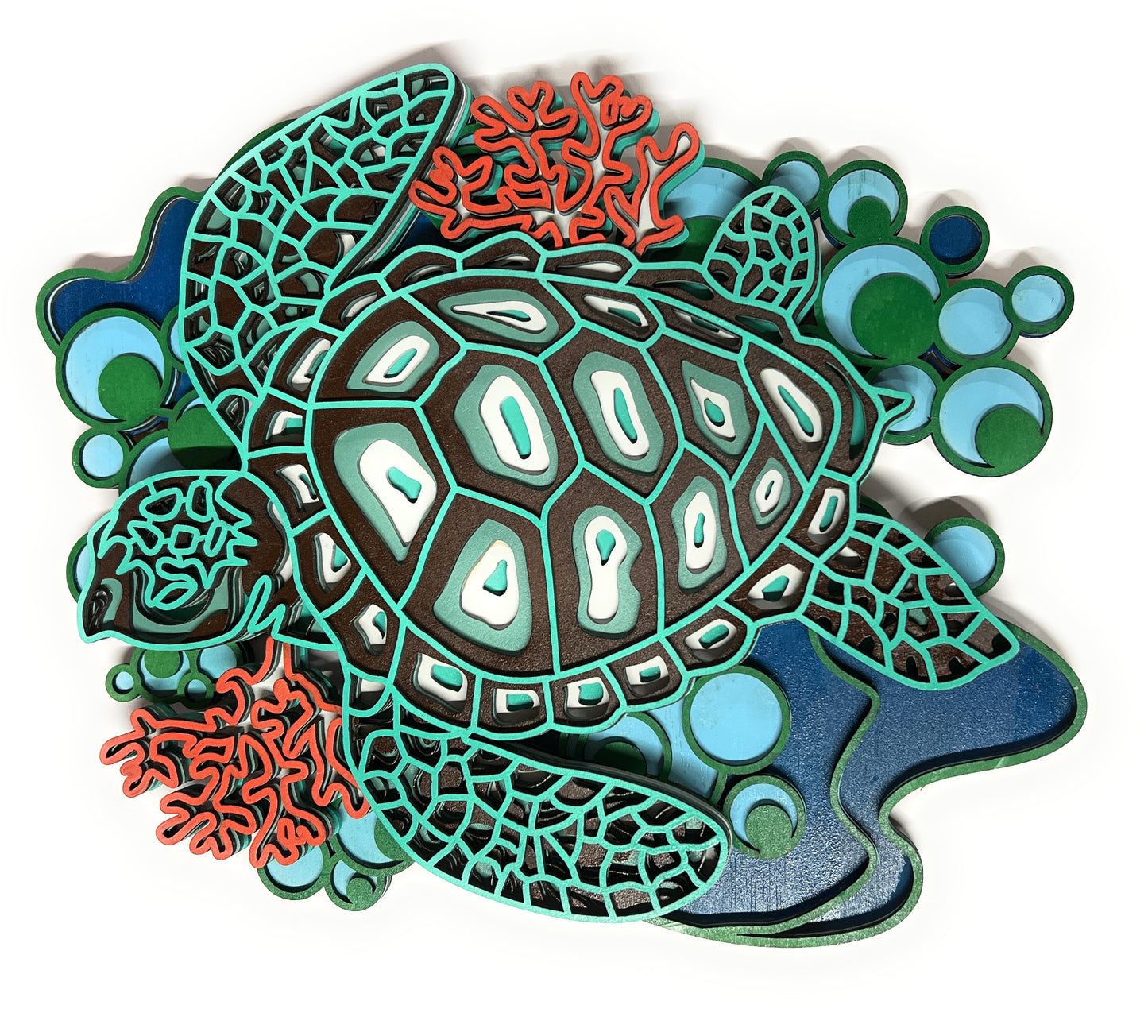 Laser Cut Wood 8 Layered Sea Turtle