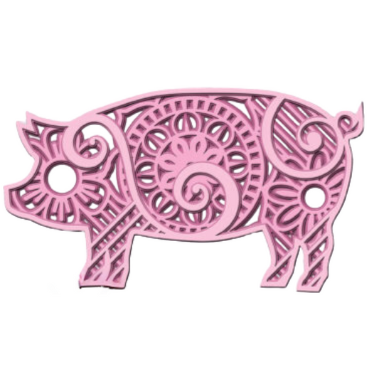 Laser Cut Swirly Pig