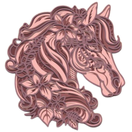 Laser Cut Floral Horse Head