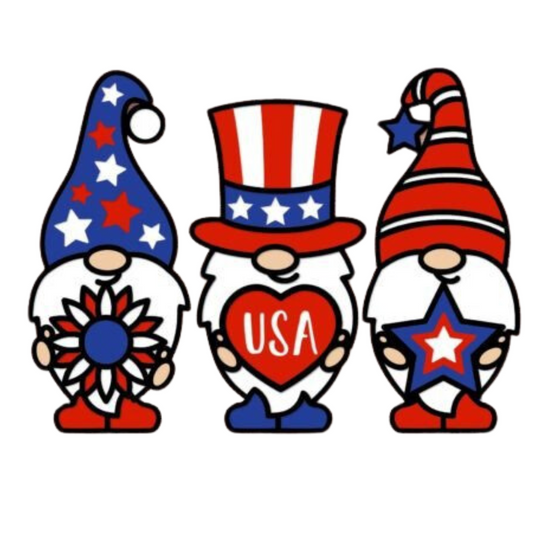 Laser Cut Patriotic Gnomes