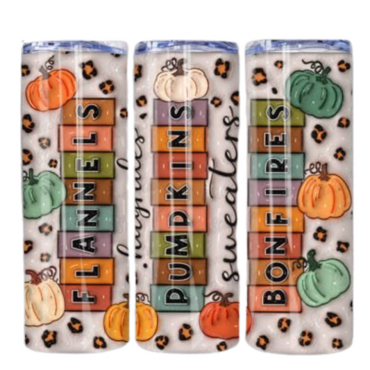 Leopard Lettered Fall Sublimation Tumbler