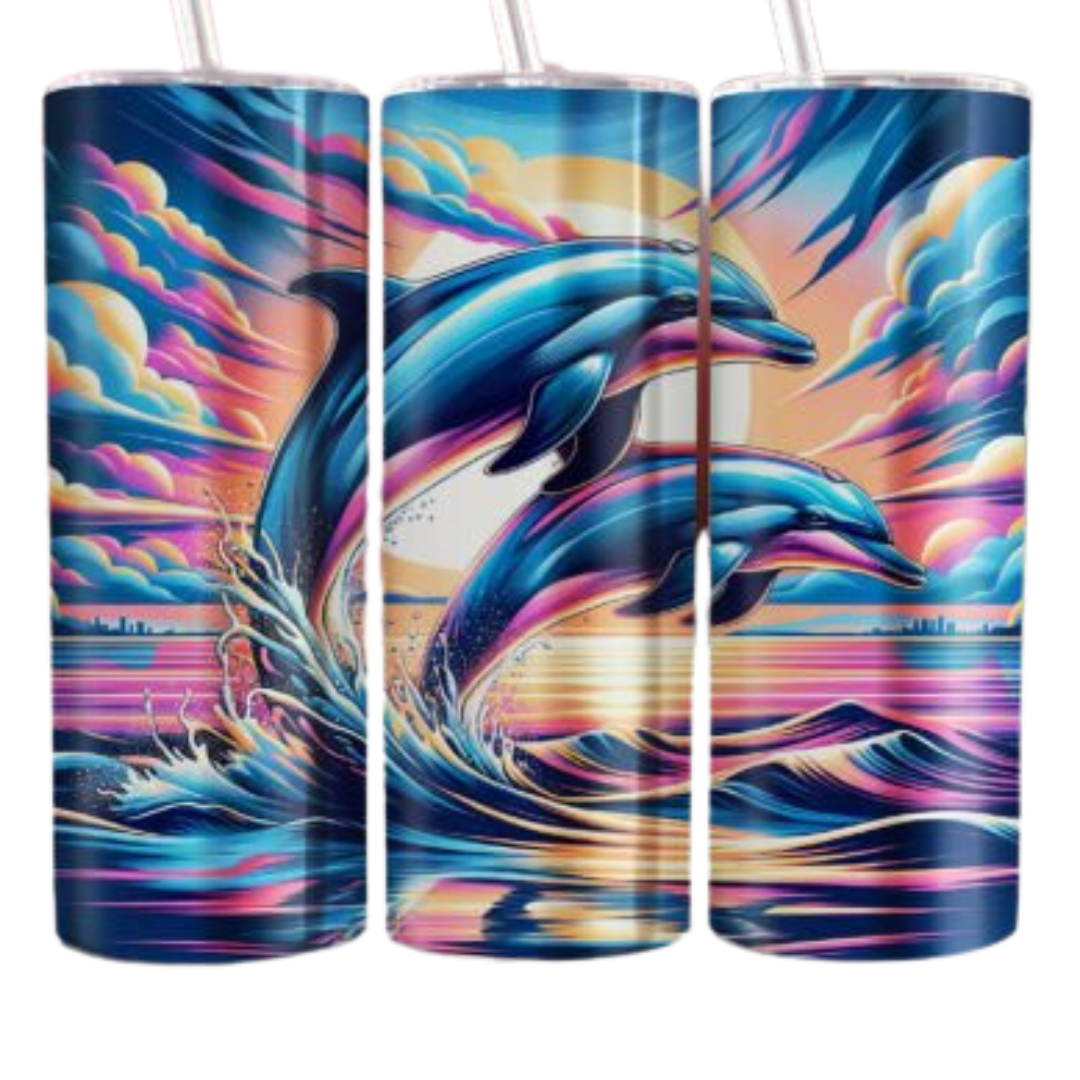 Dolphin Sunset Sublimation Tumbler