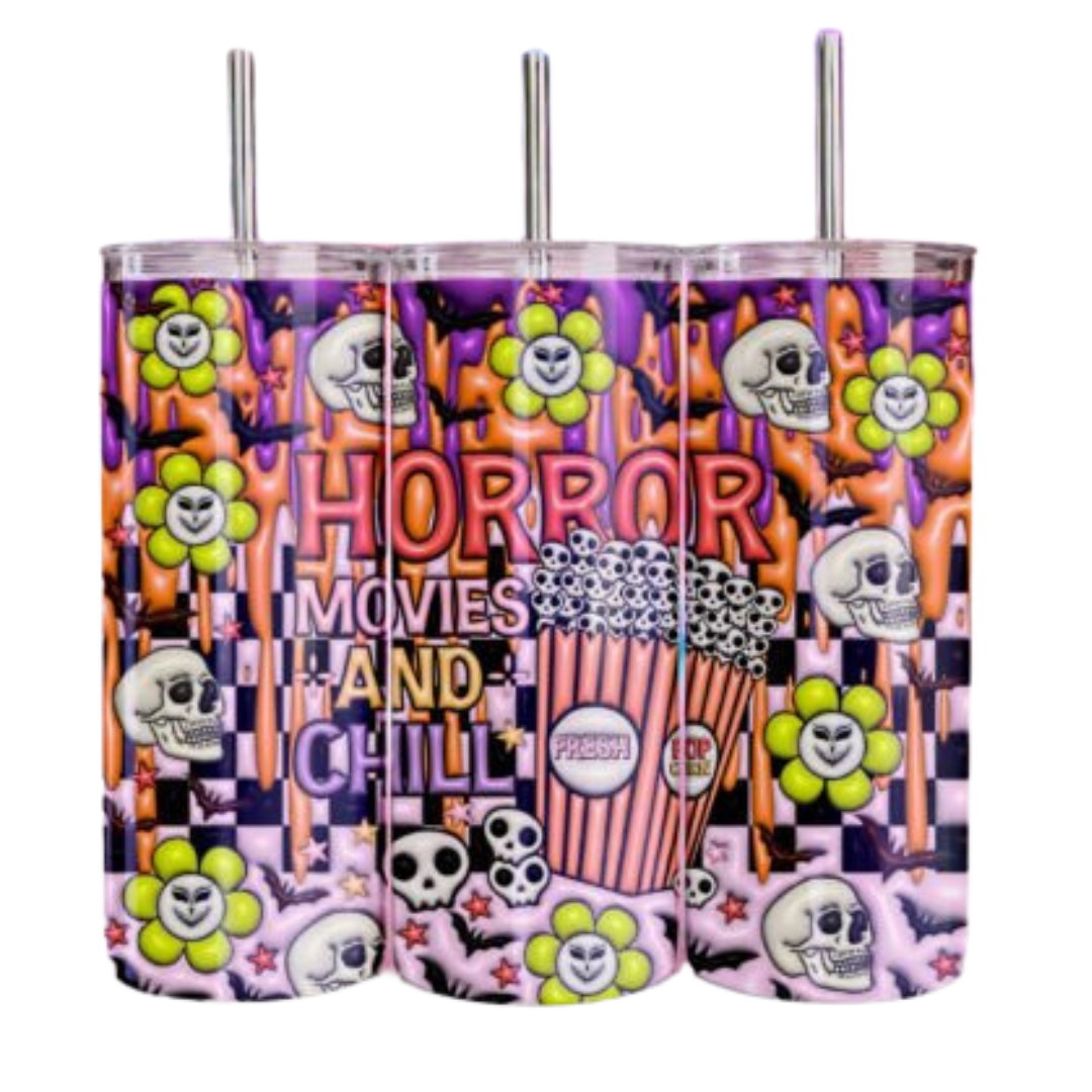 3D Horror Movies and Chill Sublimation Tumbler