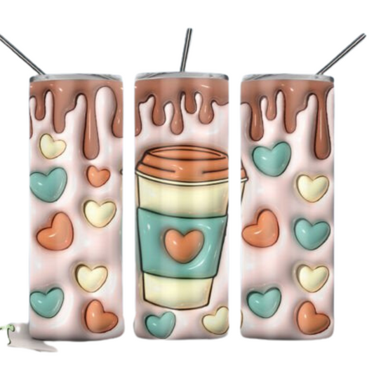 3D Coffee Love Sublimation Tumbler