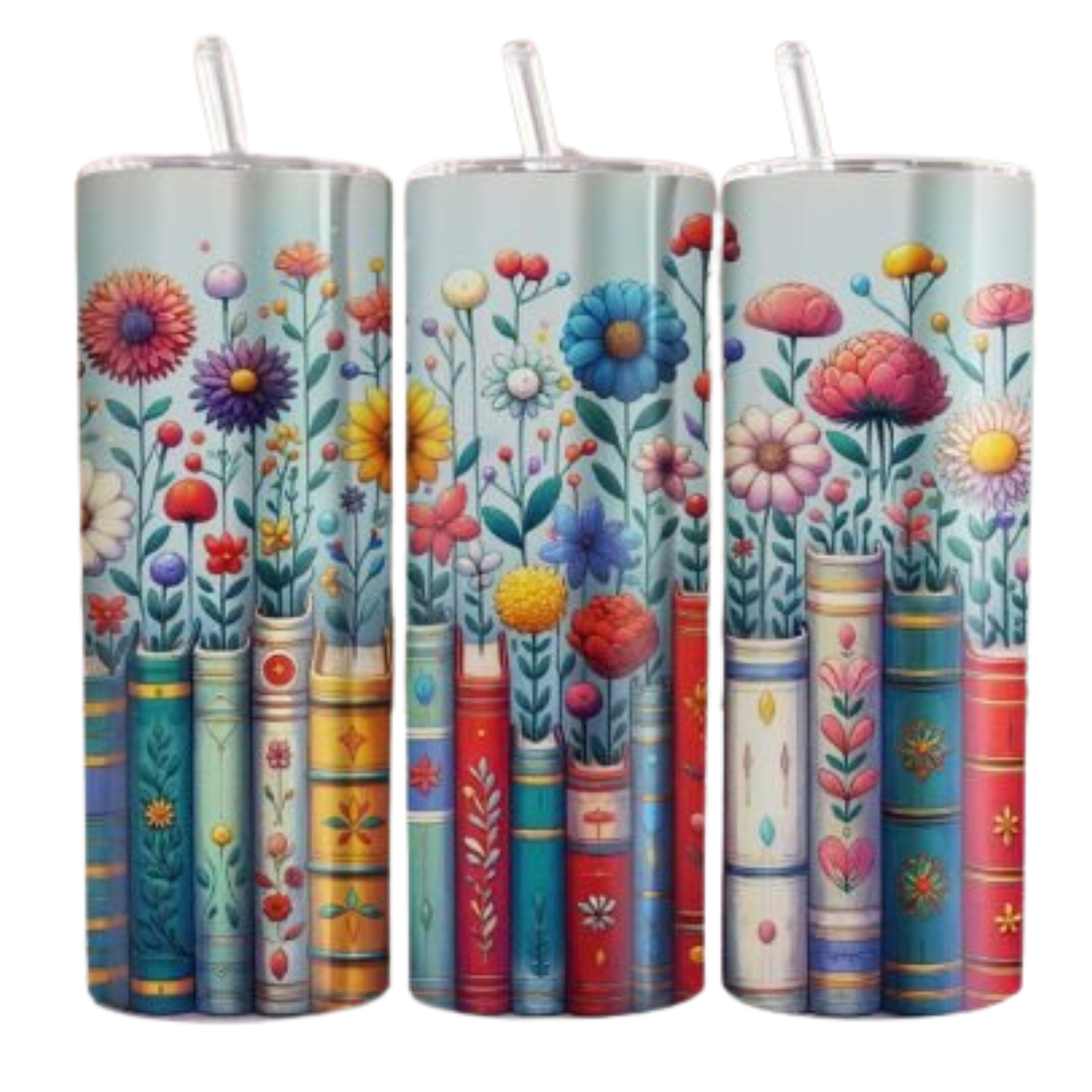 Floral Books Sublimation Tumbler