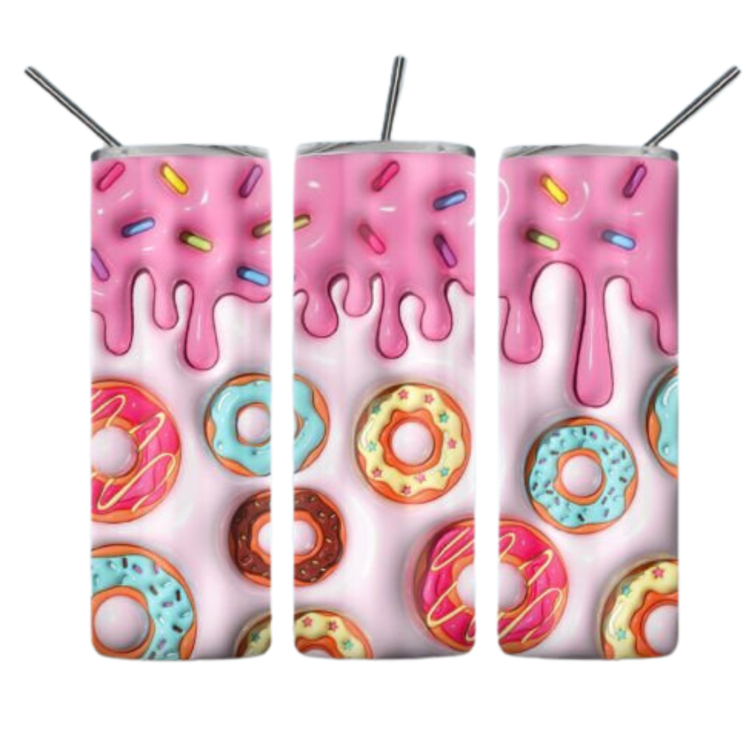 3D Pink Donut Sublimation Tumbler