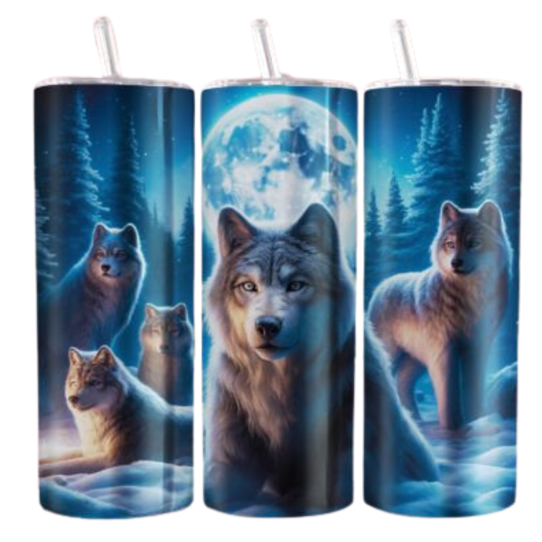 Wolves at Night Sublimation Tumbler