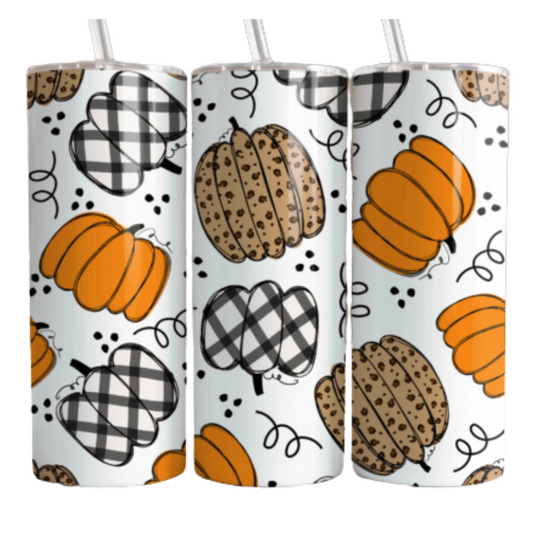 Patterned Pumpkins Sublimation Tumbler