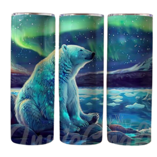 Northern Lights Polar Bear Sublimation Tumbler