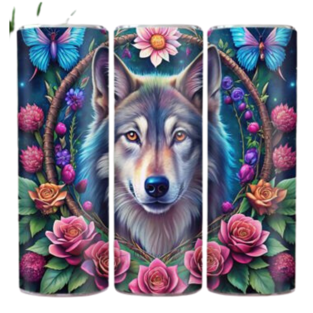 Floral Wolf Sublimation Tumbler