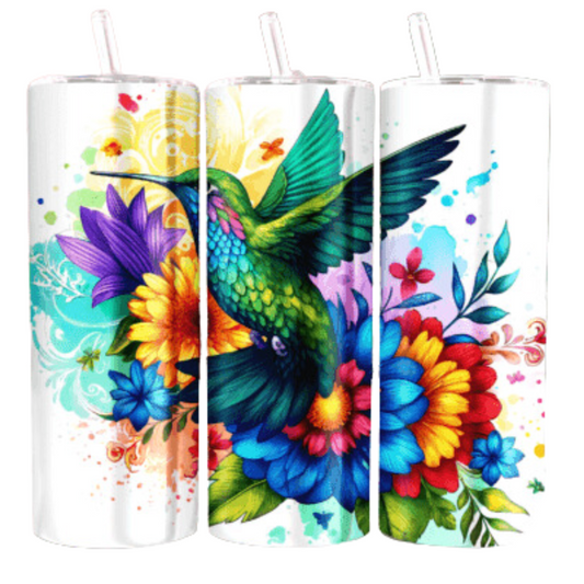 Vibrant Hummingbird Sublimation Tumbler