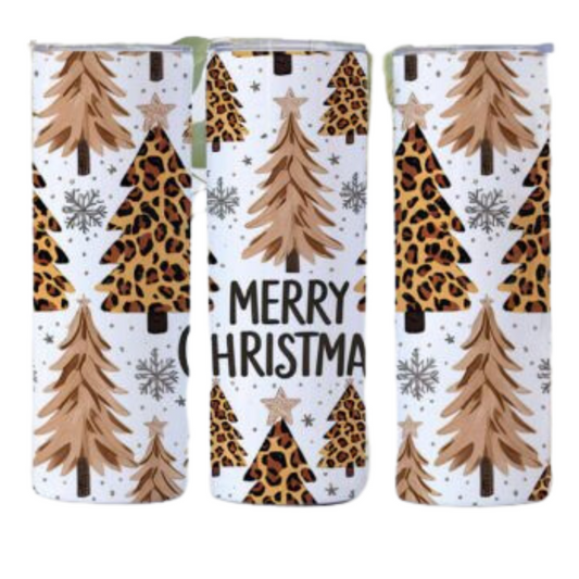 Leopard Christmas Tree Sublimation Tumbler