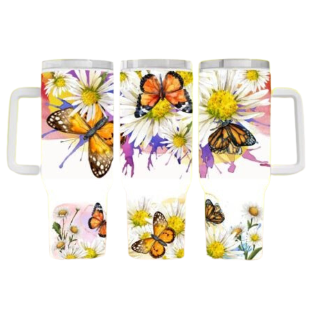 Daisy Butterfly Sublimation Tumbler