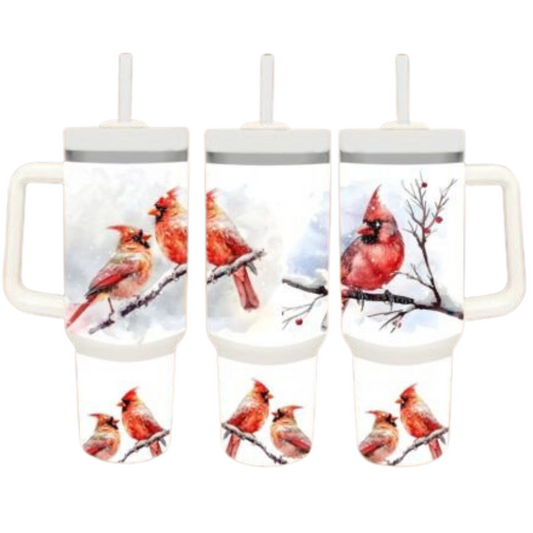 Watercolor Cardinals Sublimation Tumbler