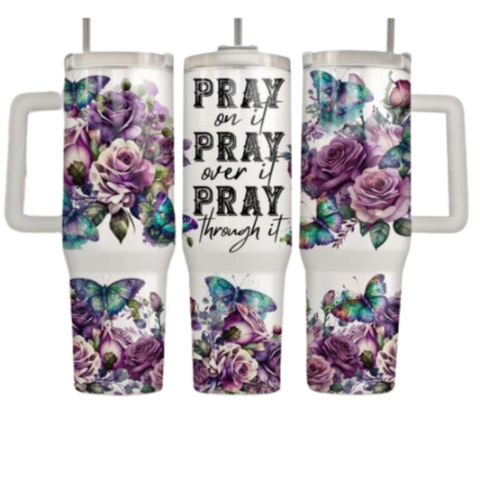 Purple Rose Pray Sublimation Tumbler