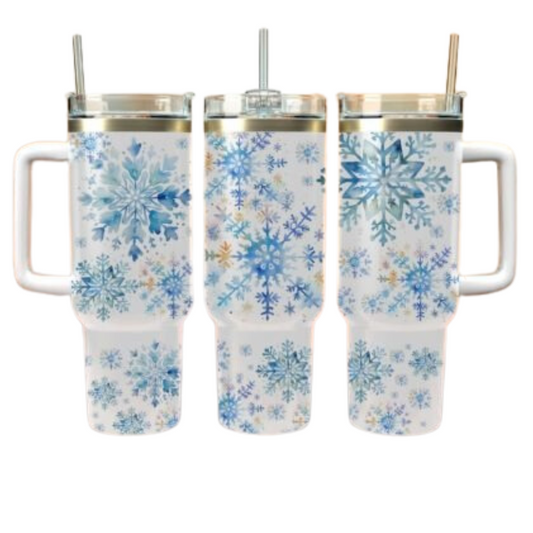 Watercolor Snowflakes Sublimation Tumbler