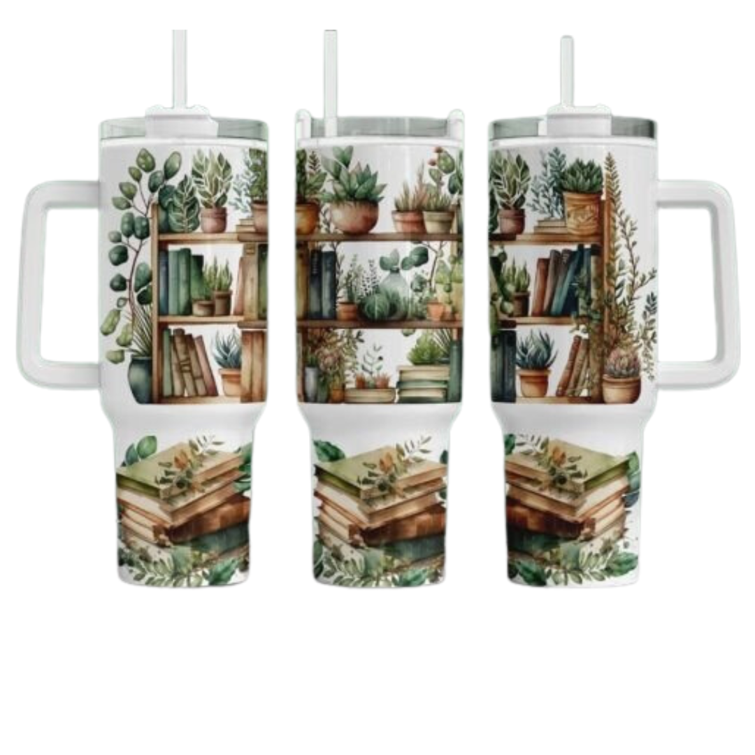 Books and Plants Sublimation Tumbler