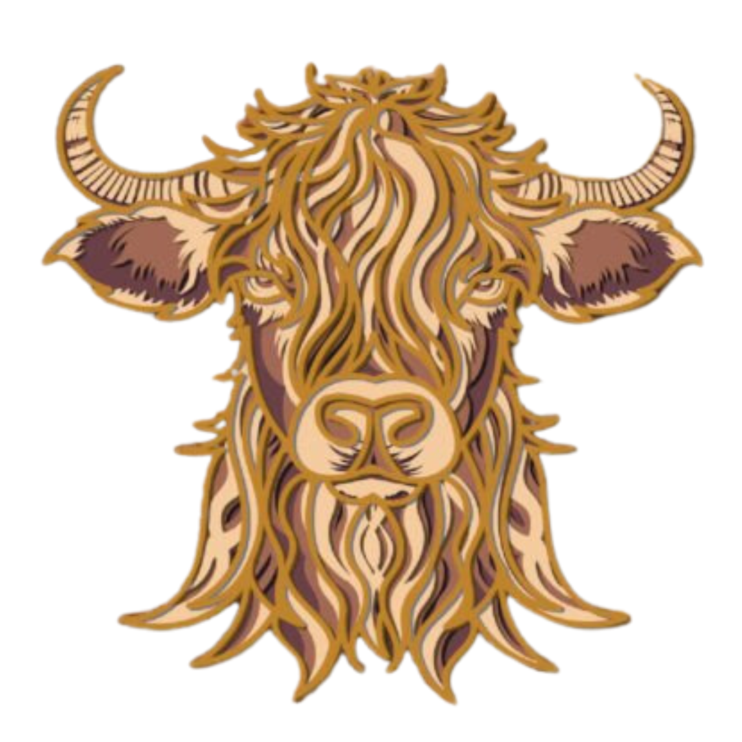 Laser Cut Highland Cow Head