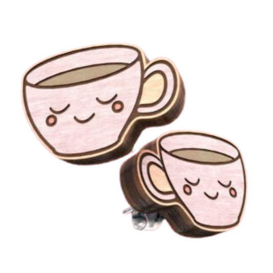 Coffee Cup Smiles Stud Earrings