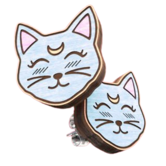 Mystic Cat Smiles Stud Earrings