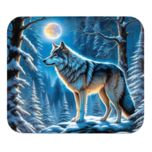 Wolf in Winter Night Mousepad