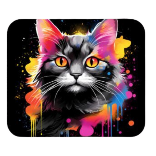 Artsy Glow Cat Paint Mousepad