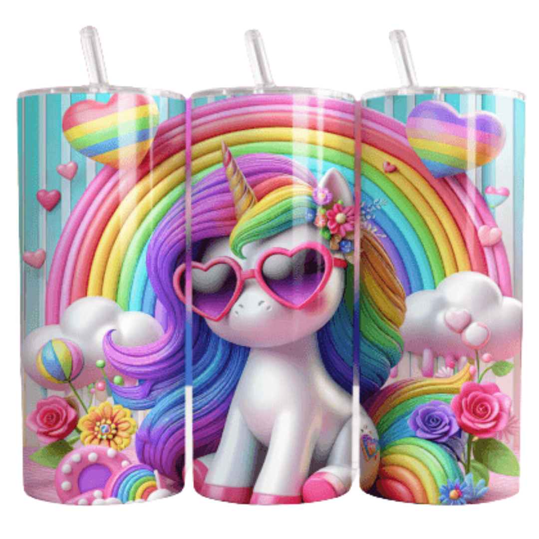 Rainbow Unicorn Sublimation Tumbler