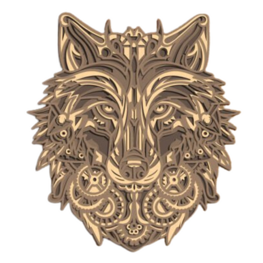 Laser Cut Steampunk Wolf Head