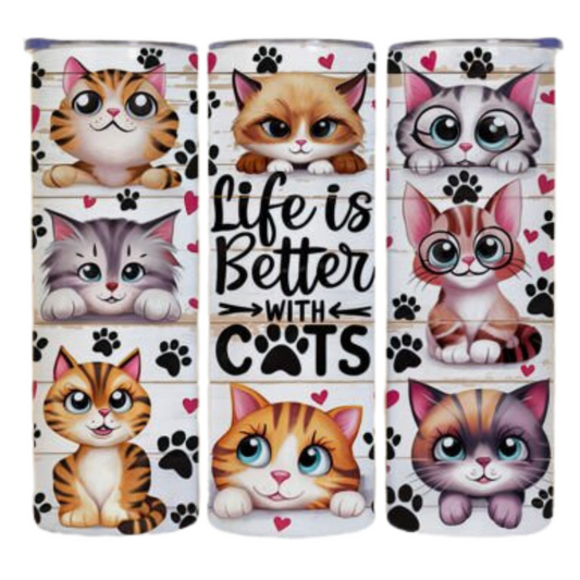 Life is Better with Cats Sublimation Tumbler