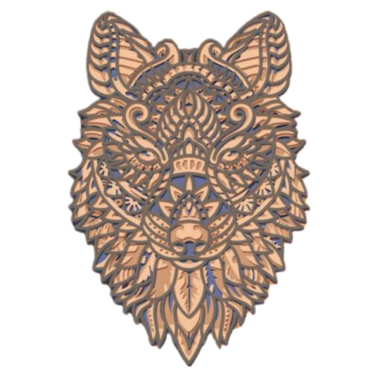 Laser Cut Detailed Wolf Head