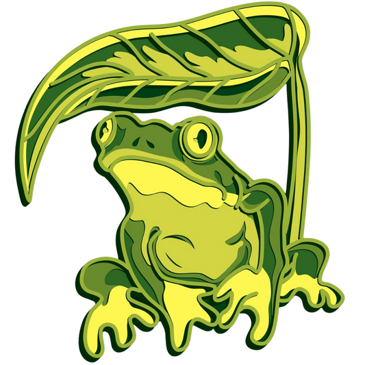 Laser Cut Frog with Leaf