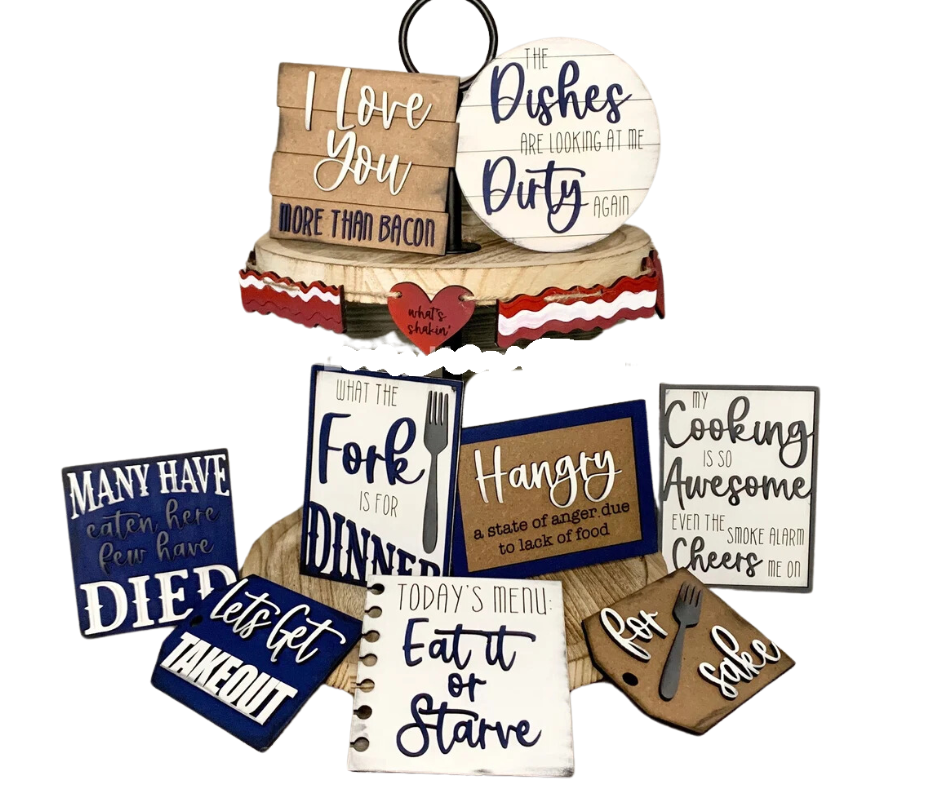 Kitchen Humor Tiered Tray Set