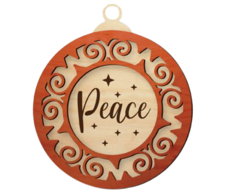 Wood Ornament Peace