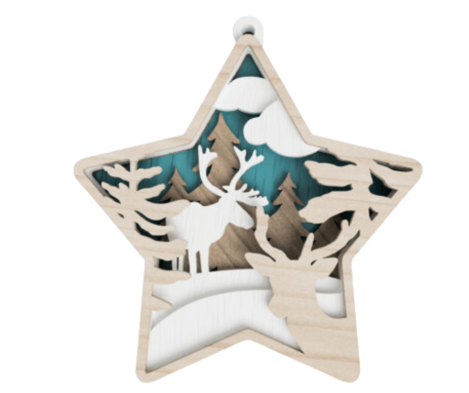 Wood Ornament Winter Star