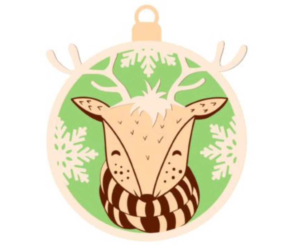 Wood Ornament Holiday Deer