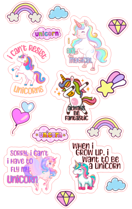 Sticker Sheet - Unicorns