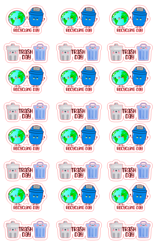 Planner Stickers - Trash + Recycling Days