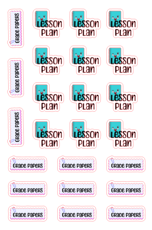 Planner Stickers - Lesson Plan + Grade Papers - Teacher