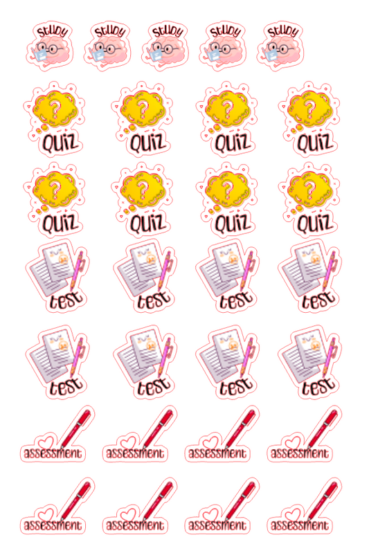 Planner Stickers - Tests + Quizzes + Study